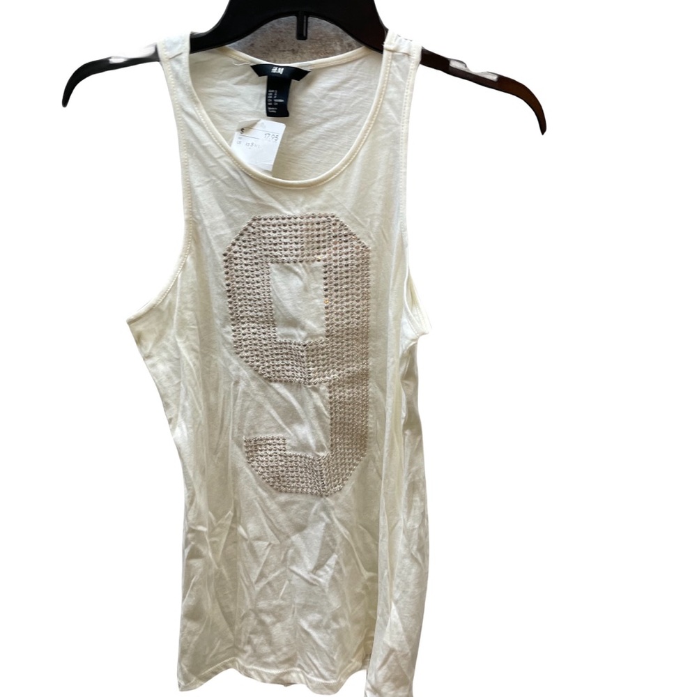 ❤️ H&M CREAM GRAPHIC TANK TOP SIZE SMALL NEW